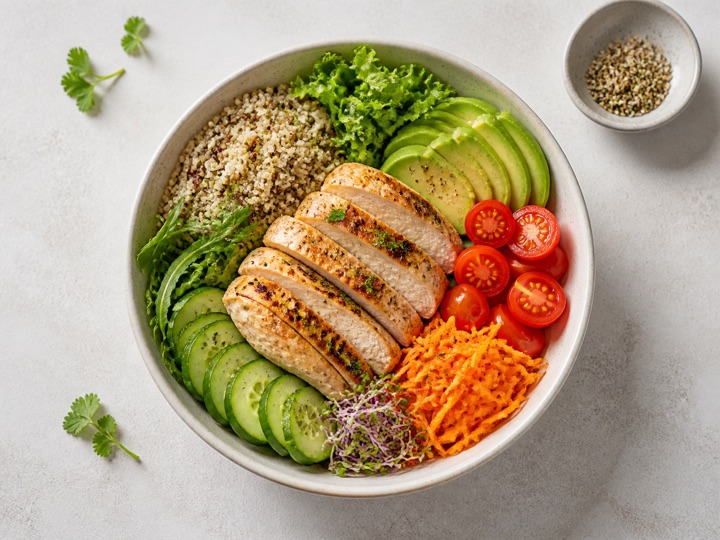 Prato saudável sugerido pela IA nutricional